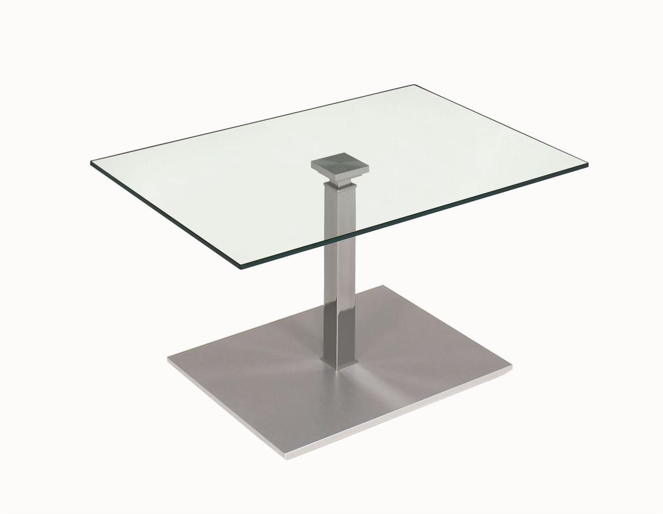 Funktionstisch höhenverstellbar Carly 90 x 60 x 47-65 Couchtisch Glas/Perlsilber/Edelstahl 16096 Bild 1