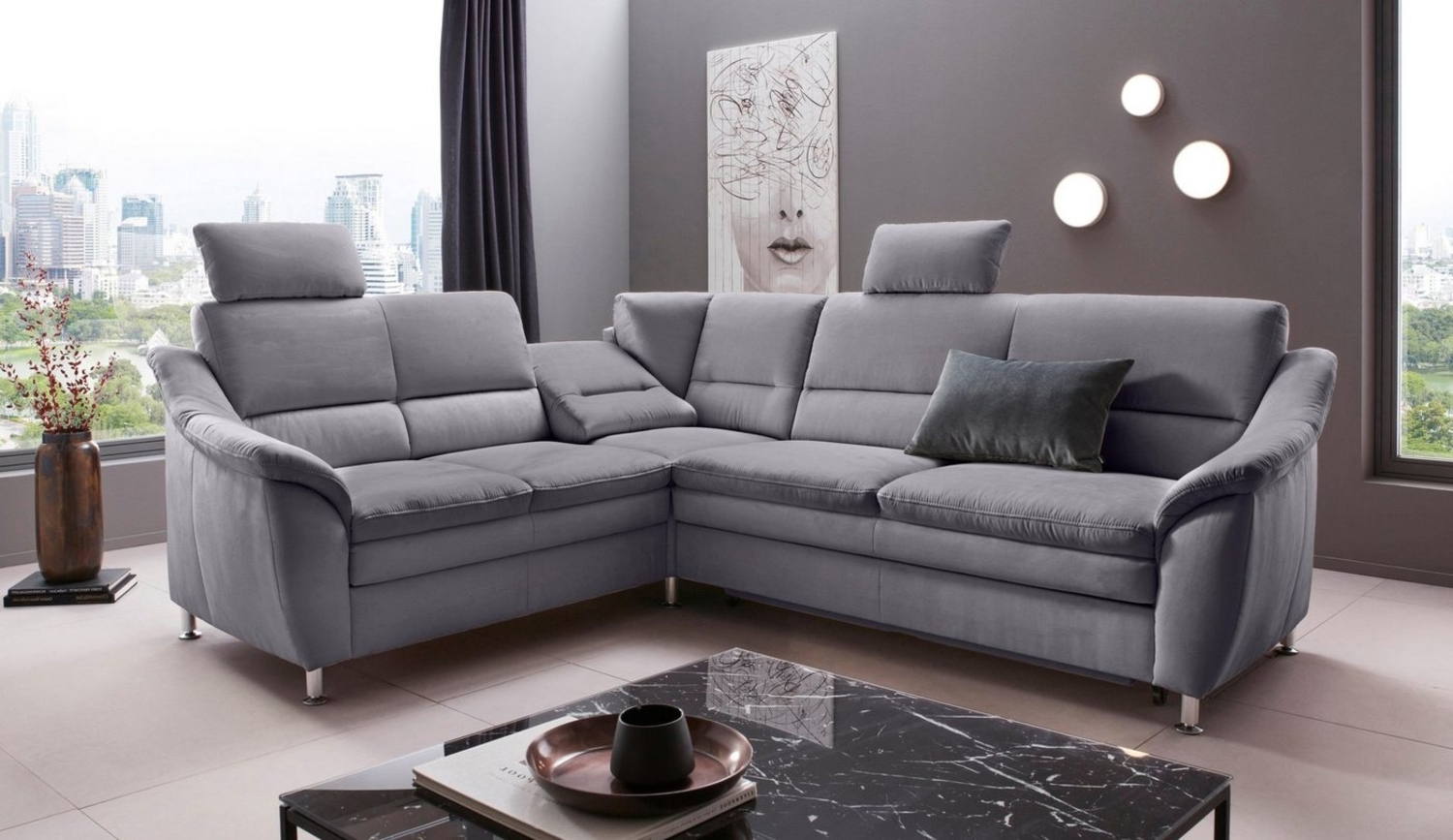 Places of Style Ecksofa Cardoso L-Form, Federkern, wahlweise mit Bett, Schubkasten, teilweise Relaxfunktion Bild 1