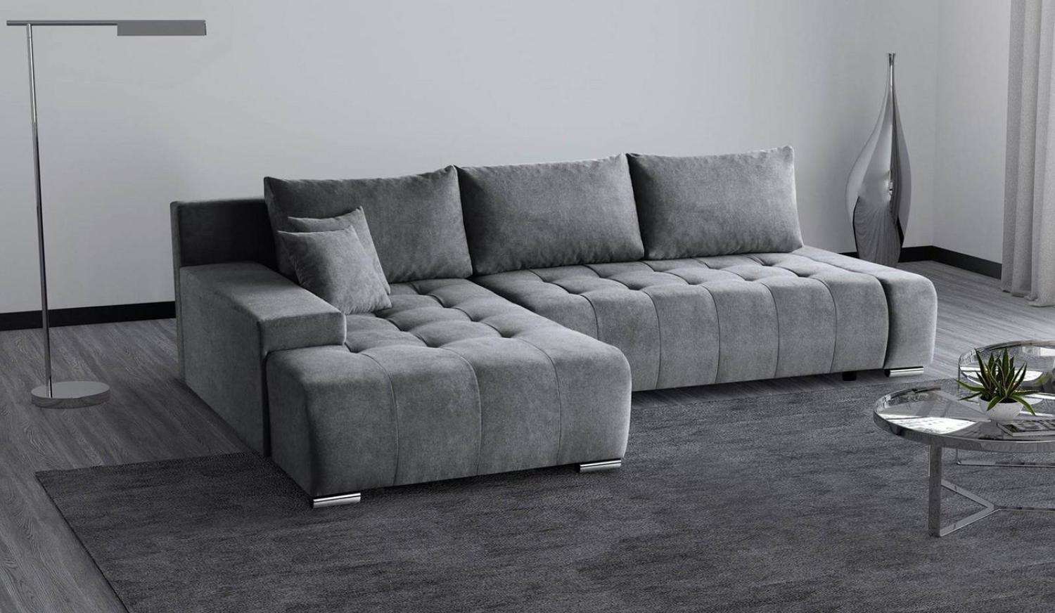 Beautysofa Ecksofa Draco L, Grau, Dunkelgrau, inkl. Wellenfedern Ecke mit Einfügung, mit Schlaffunktion Bild 1