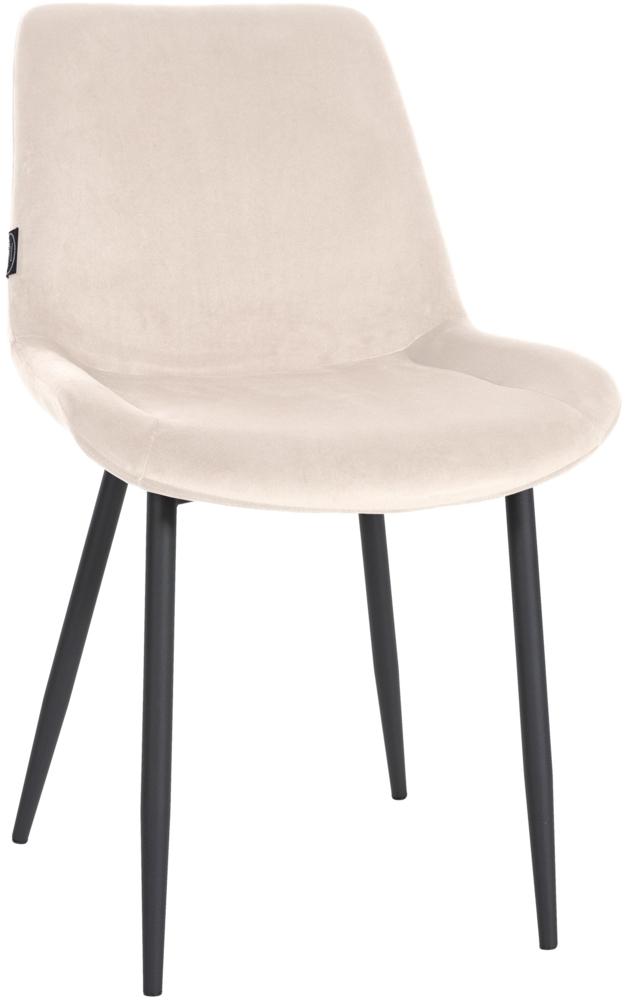 DELUKE® Esszimmerstuhl WIKIL Samt - 80x51x60cm, creme, Samt Metall matt schwarz Gestell Stühle Esszimmerstühle Stuhl Esszimmer Esstisch Stühle Küchenstuhl Bild 1