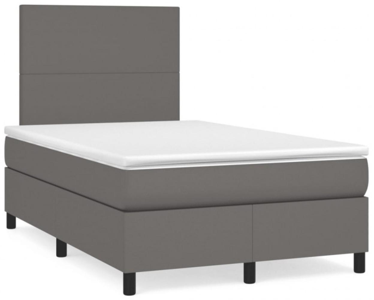 Boxspringbett mit Matratze & LED Grau 120x190 cm Kunstleder (Farbe: Grau) Bild 1