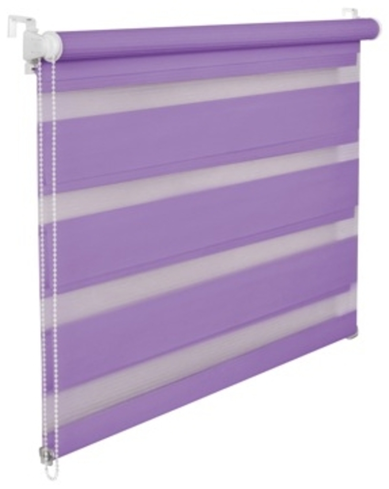 Doppelrollo Duorollo 85 cm breit 150 cm lang lila violett inkl. Seilzug Fensterrollo Klemmrollo Jalo Bild 1