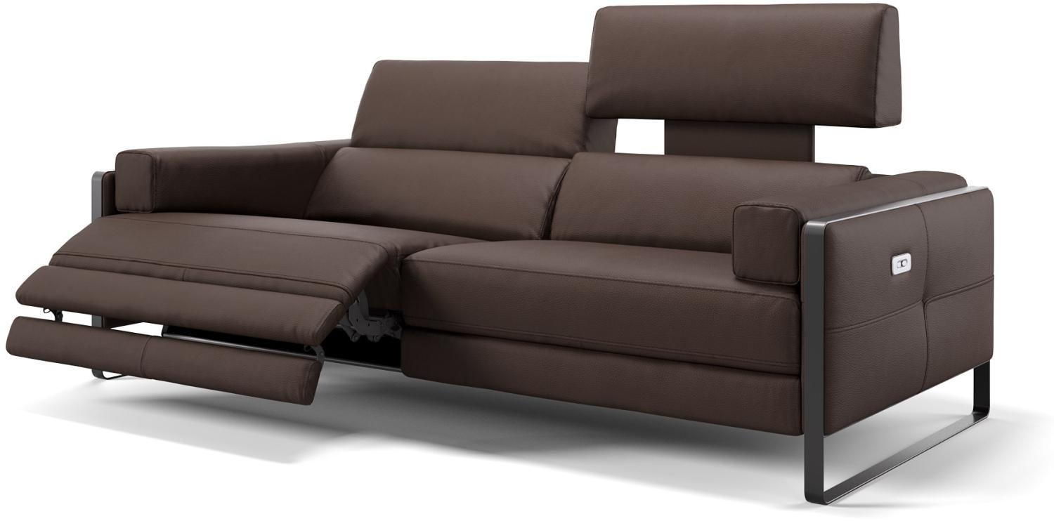 Sofanella 'MILO' 3-Sitzer, Ledersofa, Comfort Leder, Braun, Füße: Schwarz Bild 1