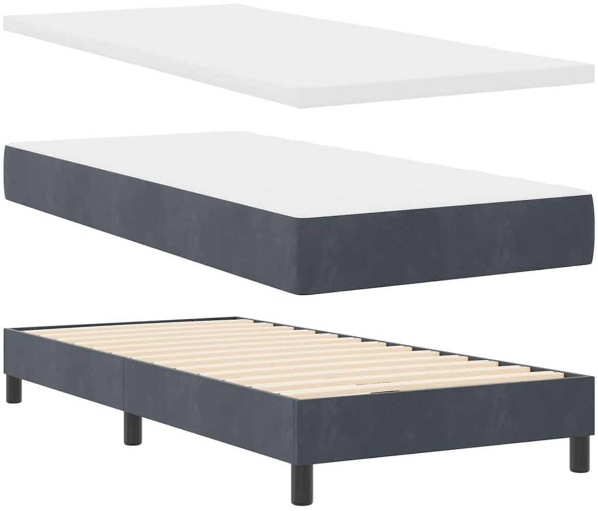 vidaXL Boxspringbett mit Matratze Dunkelgrau 90 x 200 cm Samt 3340425 Bild 1