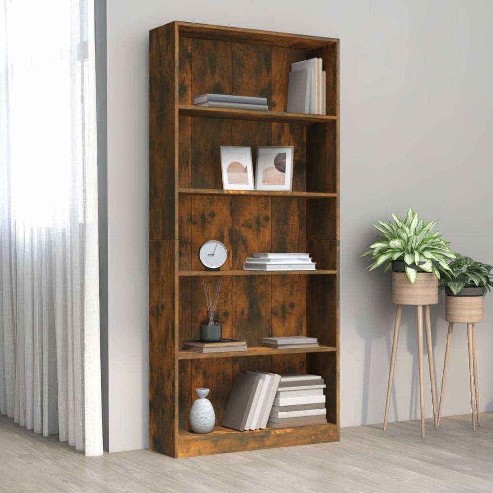 vidaXL Bücherregal 5 Fächer Räuchereiche 80x24x175 cm Holzwerkstoff 815393 Bild 1