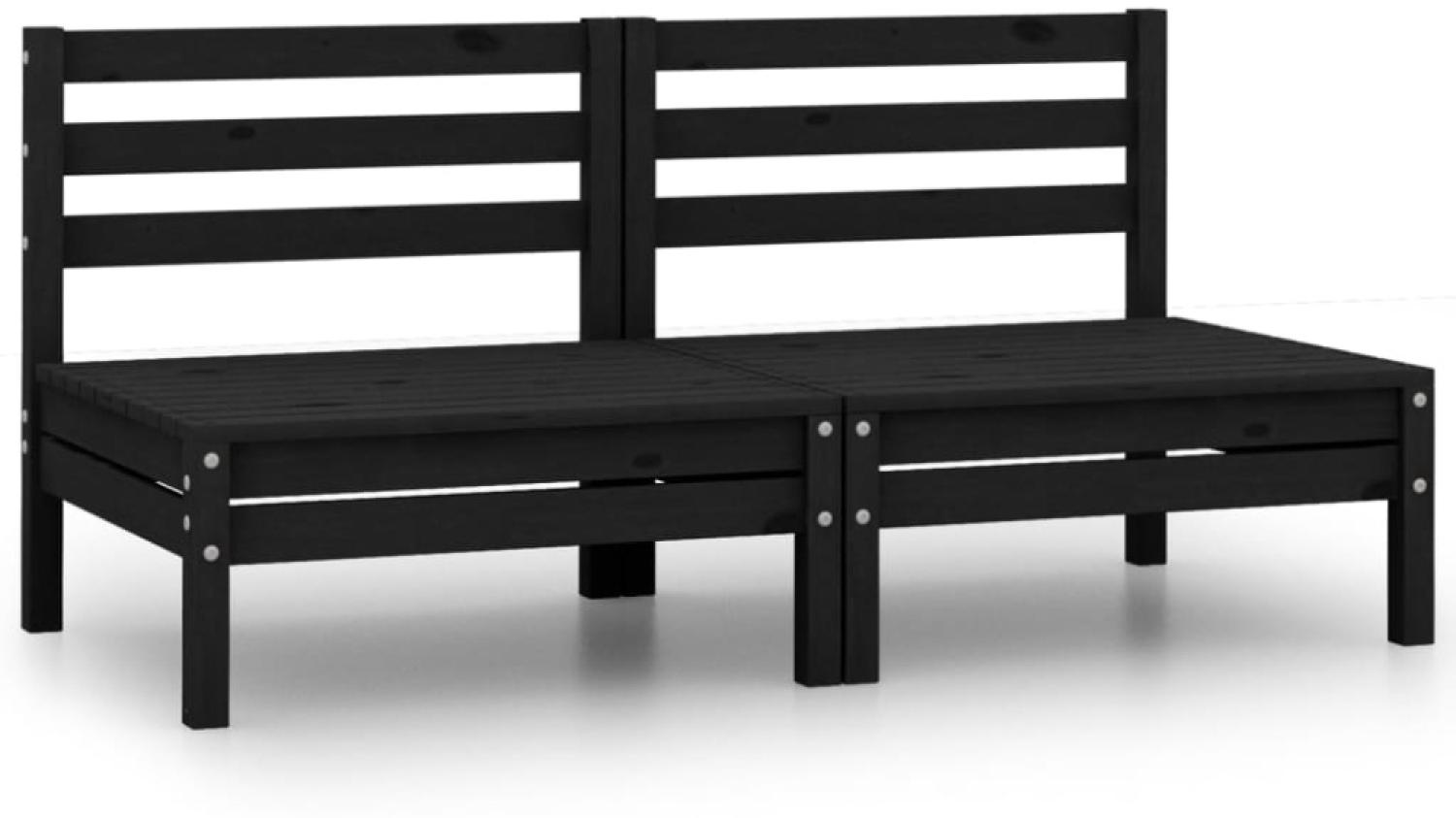 vidaXL Garten-Mittelsofas 2 Stk. Schwarz Kiefer Massivholz 806591 Bild 1