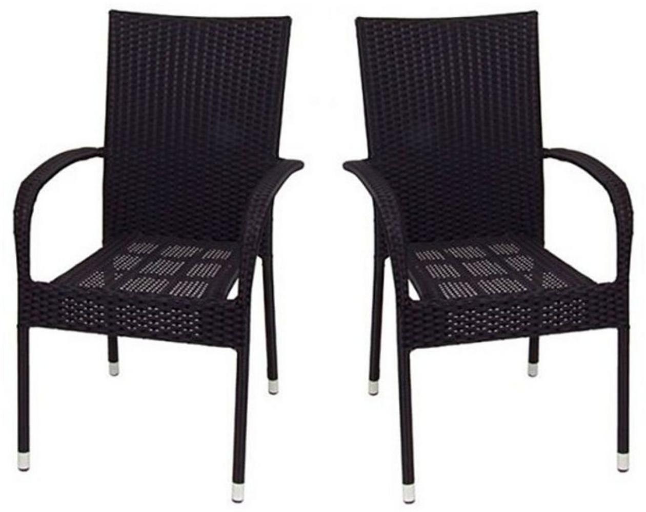 2x Wicker Stapelstuhl schwarz Gartenstuhl Terrassenstuhl Gartensessel stapelbar Bild 1