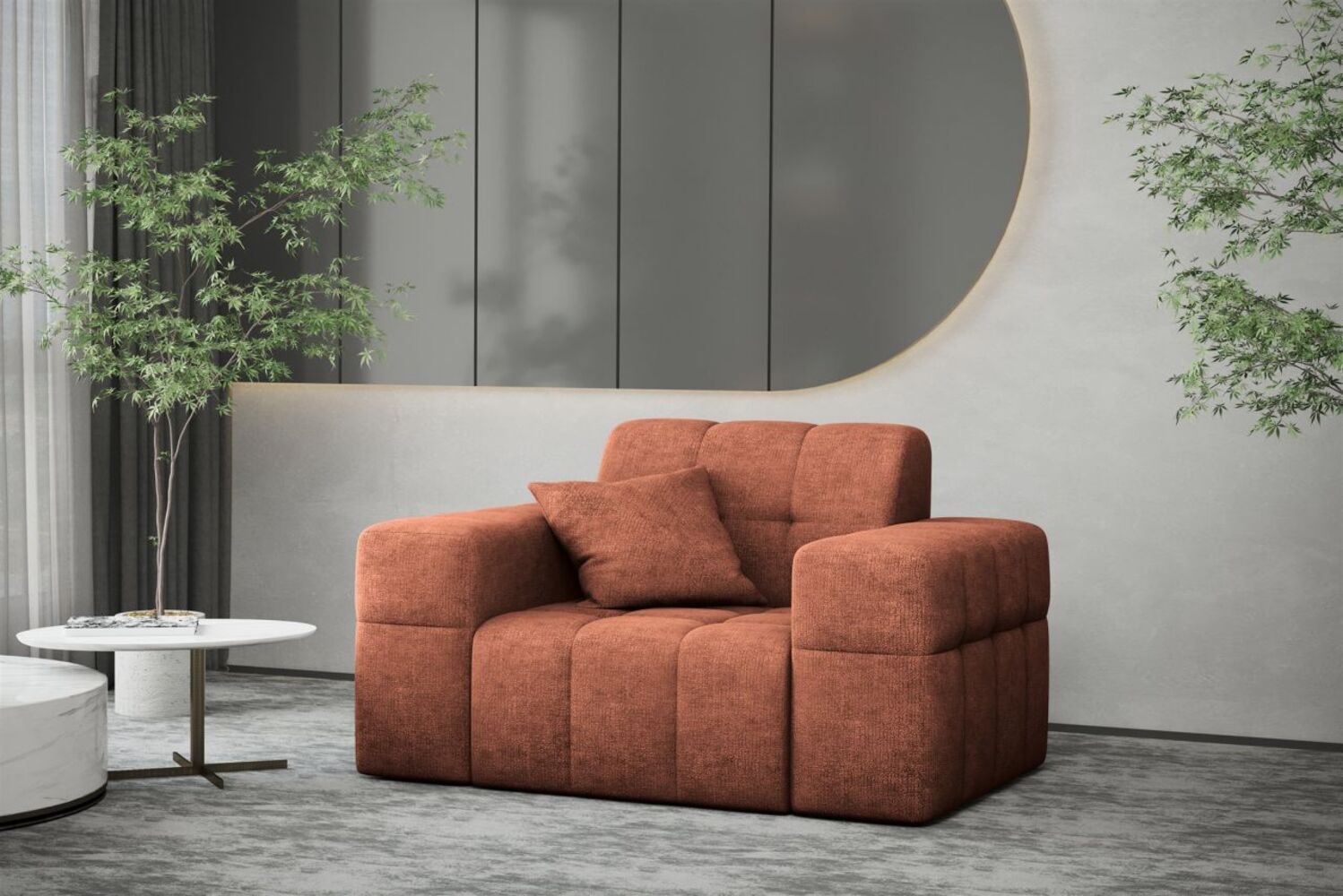 Sessel Designersessel NANCY in Stoff Perfekt Harmony Rostbraun Bild 1