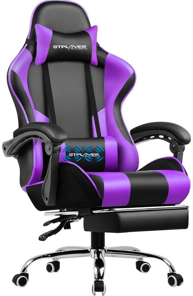 GTPLAYER Gaming-Stuhl Bürostuhl mit Massagefunktion, Fußstütze, Kopfstütze (Packung), Ergonomischer Gamer Stuhl, Maximale Belastung 150 kg, 360° drehbar Bild 1