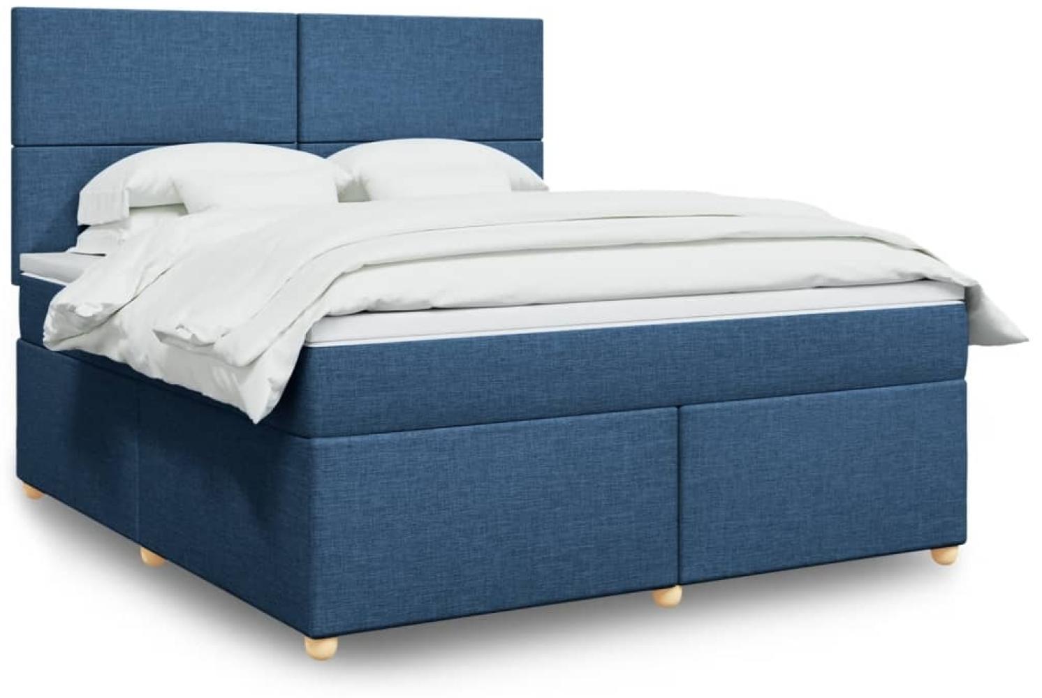 vidaXL Boxspringbett mit Matratze Blau 180x200 cm Stoff 3293658 Bild 1