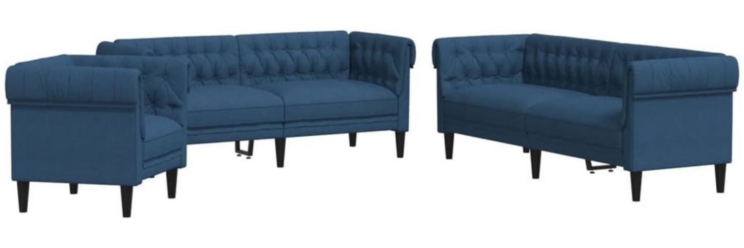 vidaXL Sofa 3-tlg. Sofagarnitur Blau Stoff Bild 1