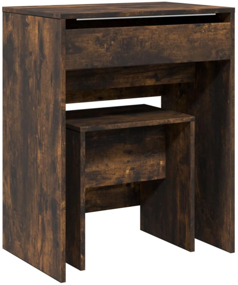 vidaXL Schminktisch mit Hocker Räuchereiche 60x40x113,5 cm 848217 Bild 1