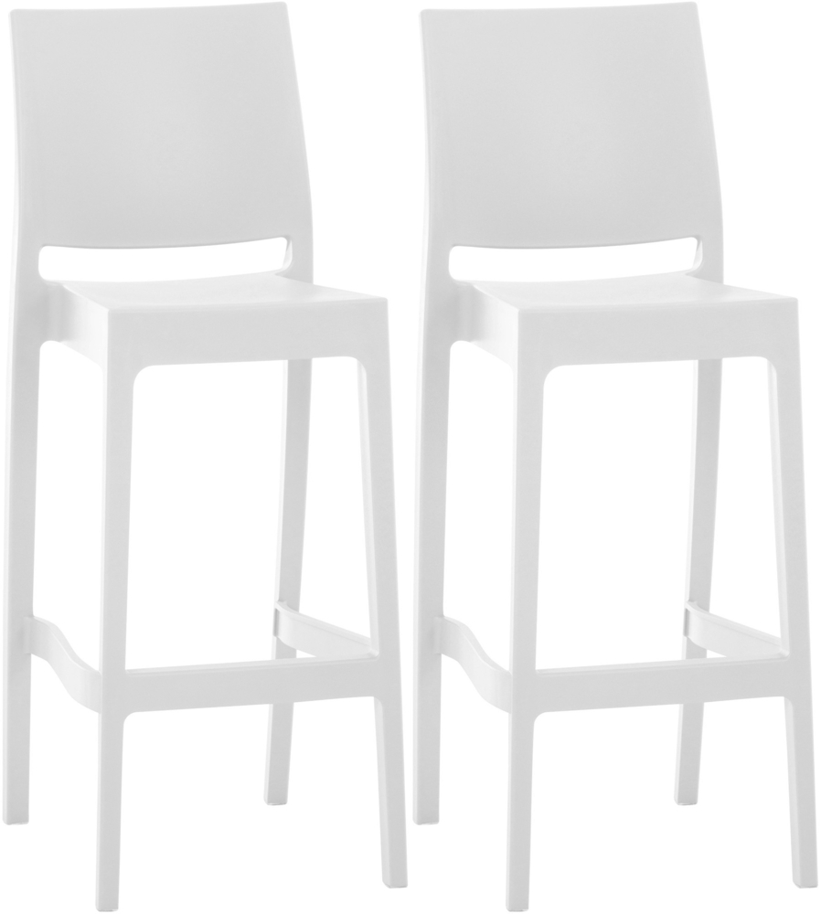 DELUKE® Barhocker 2er Set MIAMI - Weiß, Kunststoff Barhocker mit Lehne Barstuhl Tresenhocker Tresenstuhl Kneipenhocker Kneipenstuhl Bild 1