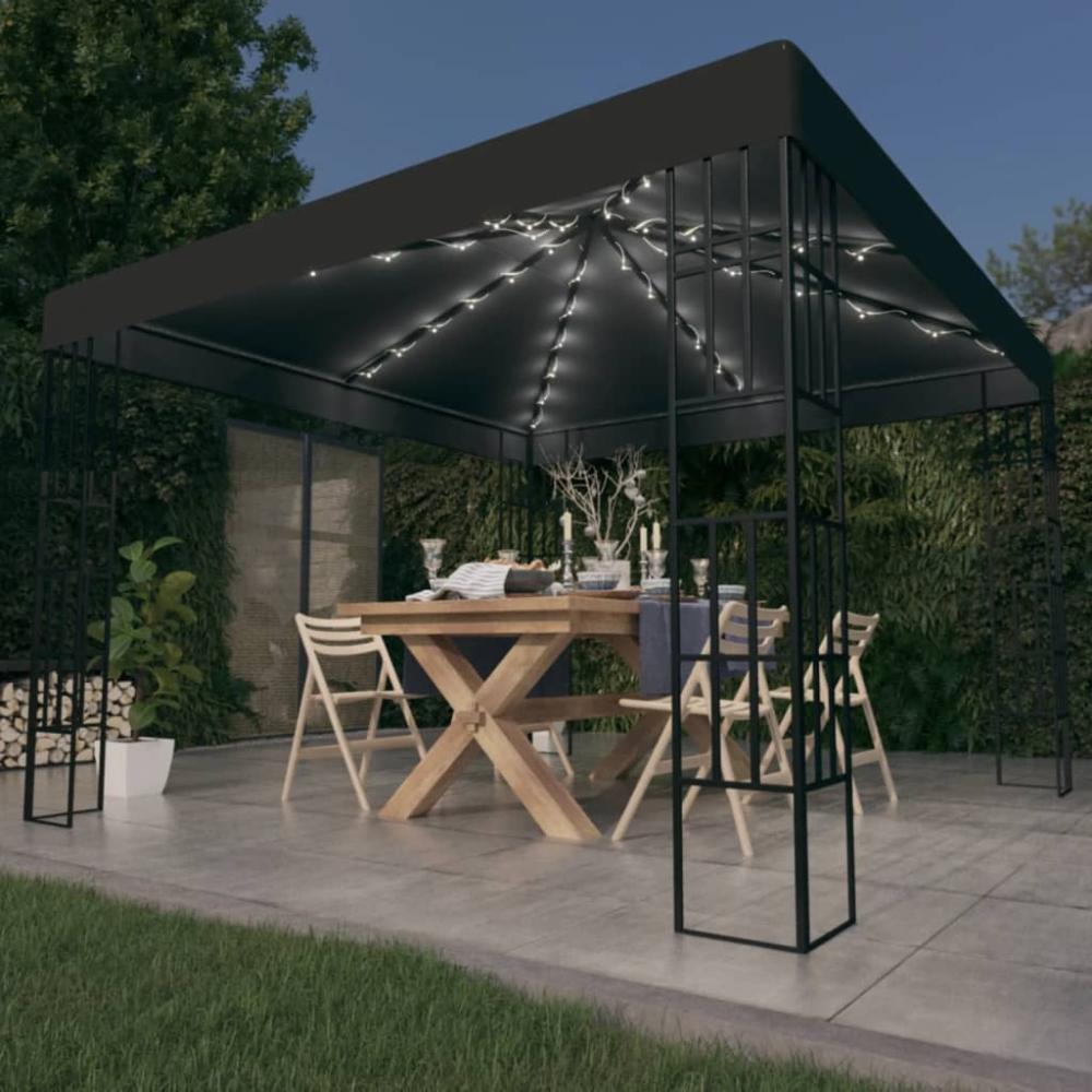 vidaXL Pavillon mit LED-Lichterkette 3x3 m Anthrazit 3070322 Bild 1