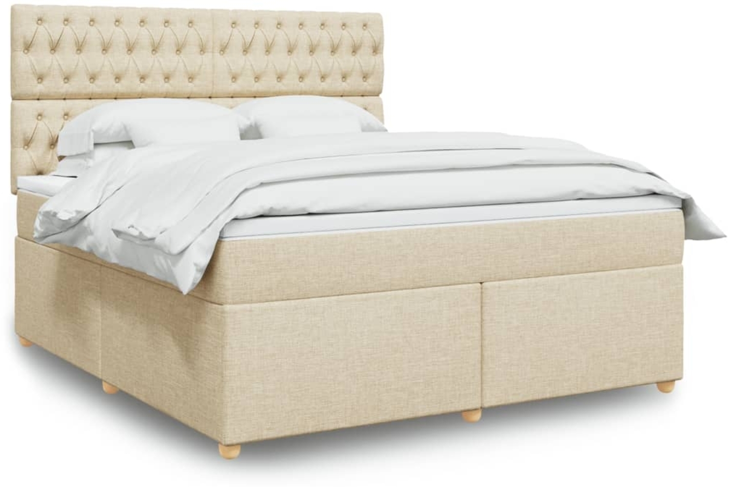 vidaXL Boxspringbett mit Matratze Creme 180x200 cm Stoff 3291371 Bild 1