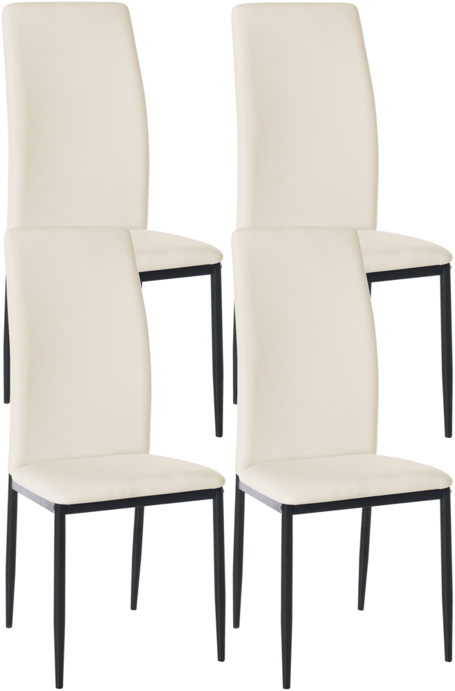 DELUKE® 4er Set Esszimmerstühle SAVINO Kunstleder - 99x41,5x40cm, creme, Kunstleder Metall Gestell Stühle Esszimmerstühle Stuhl Esszimmer Esstisch Stühle Küchenstuhl Bild 1