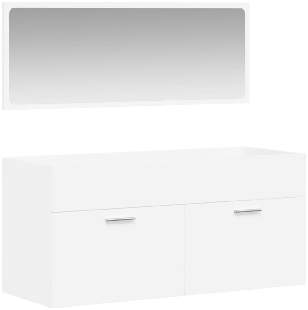 vidaXL Badschrank mit Spiegel Weiß Holzwerkstoff 833884 Bild 1