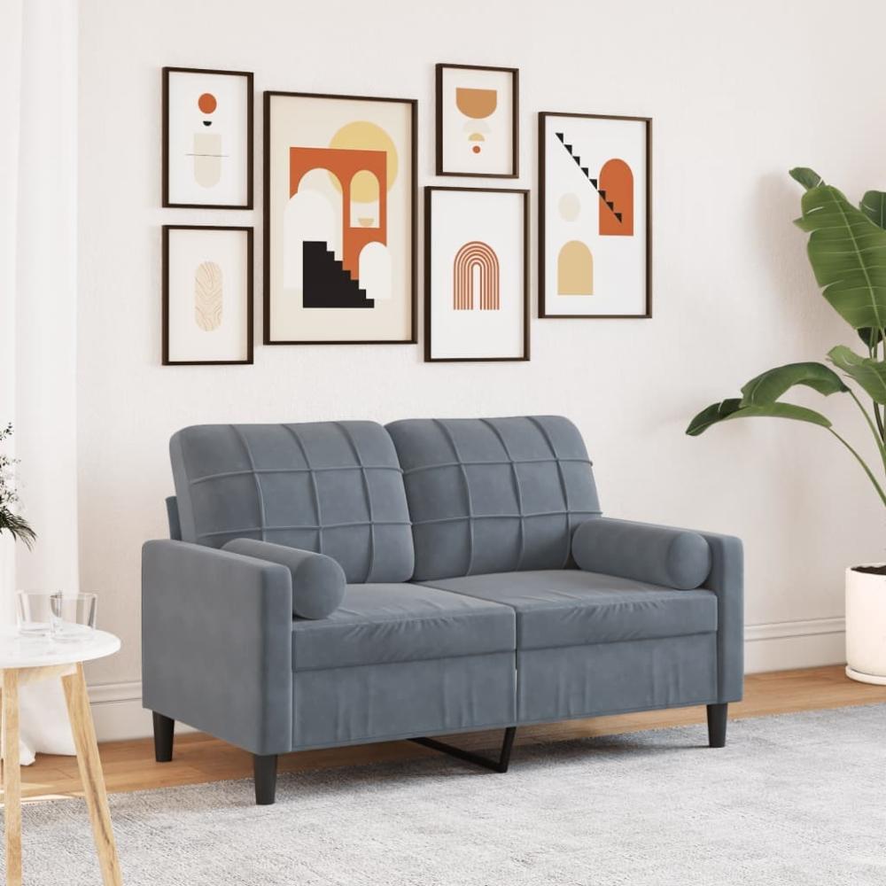 vidaXL 2-Sitzer-Sofa mit Zierkissen Dunkelgrau 120 cm Samt 3278210 Bild 1