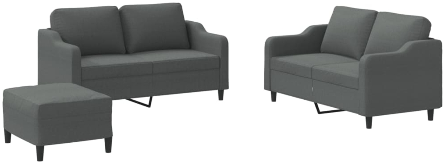 vidaXL 3-tlg. Sofagarnitur mit Kissen Dunkelgrau Stoff 3201811 Bild 1