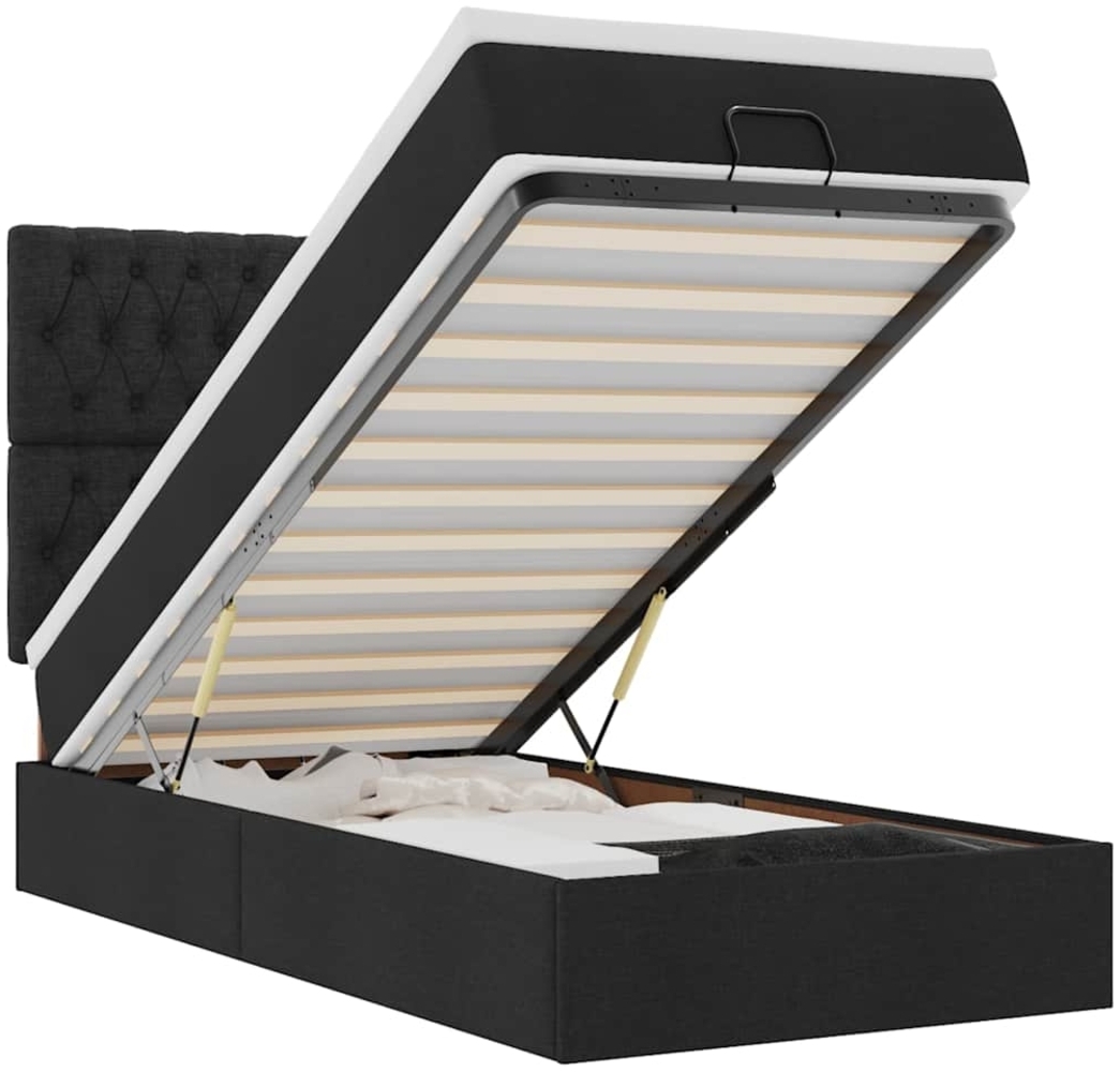 vidaXL Ottoman-Bett mit Matratze & LEDs Schwarz 90x200 cm Stoff 3314060 Bild 1