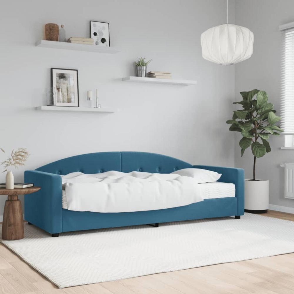 vidaXL Tagesbett mit Matratze Blau 80x200 cm Samt 3197269 Bild 1