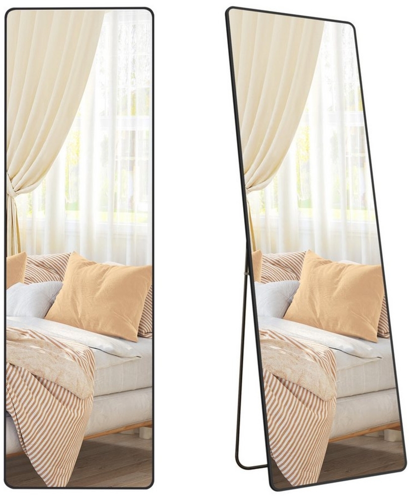 SONGMICS Ganzkörperspiegel, 160 x 50 cm, gewölbter Standspiegel, Rahmen aus Aluminiumlegierung, Hartglas, für Schlafzimmer, Wohnzimmer, Garderobe, tintenschwarz LFMDE031B01 Bild 1