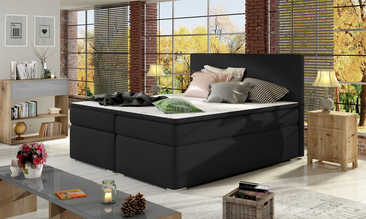 Divalo 180X200, Boxspring Bett, Schwarz Bild 1