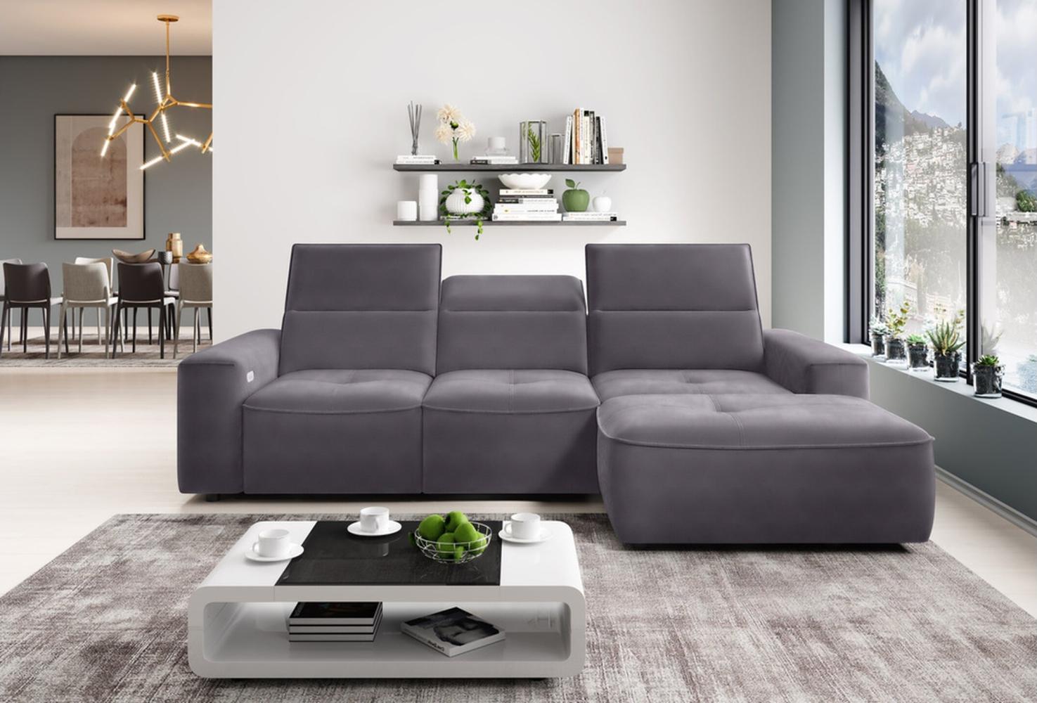 Stylefy Colton MINI Ecksofa Kunstleder Silber Rechts Bild 1