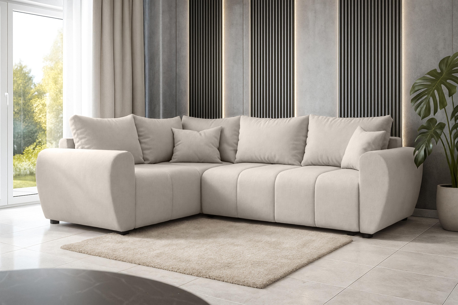 AX LIVING Malatya L Ecksofa mit Schlaffunktion Sofa L Beige 235 cm L Bild 1
