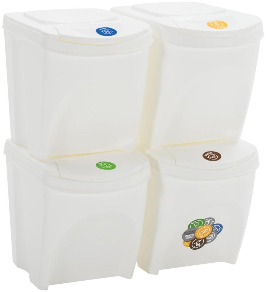 vidaXL Stapelbare Mülleimer 4 Stk. Weiß 100 L Polypropylen 152201 Bild 1