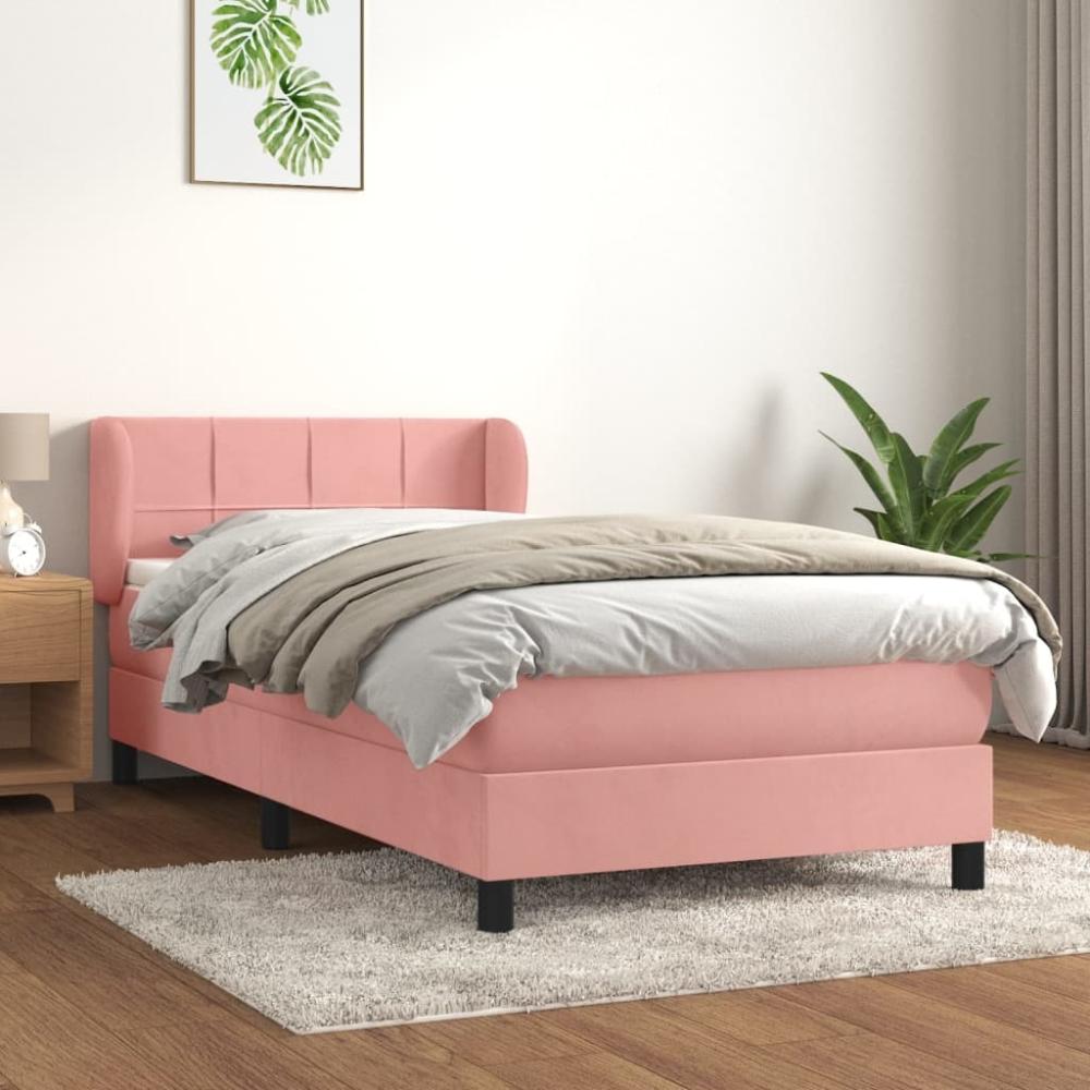 vidaXL Boxspringbett mit Matratze Rosa 90x190 cm Samt 3127468 Bild 1