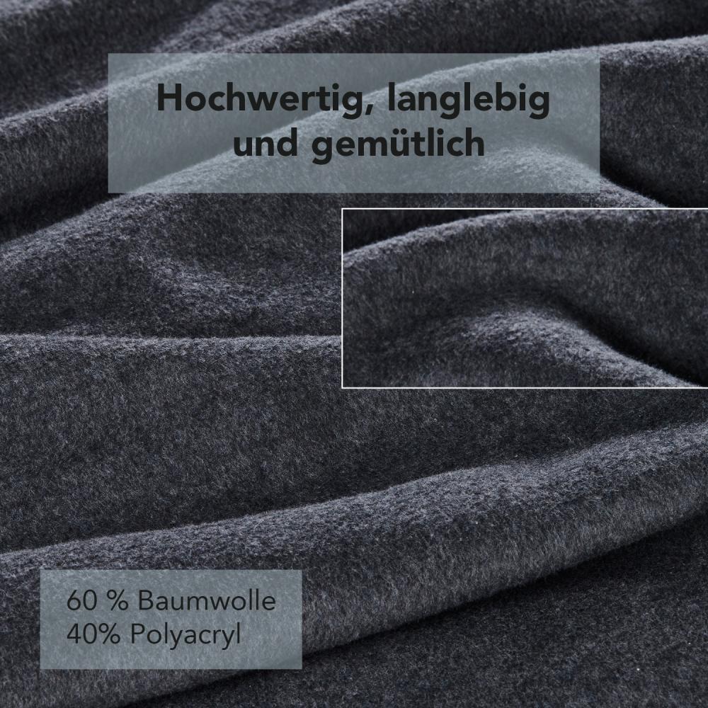 La Vida Sesselschoner Überwurf Tages-Decke in Anthrazit - Oeko-TEX® Zertifiziert, 200x50 cm, Sofaläufer mit Fransen, Baumwollmischung bis 40 °C waschbar, Schutz für Sessel, Sofa, Couch & Bett… Bild 1