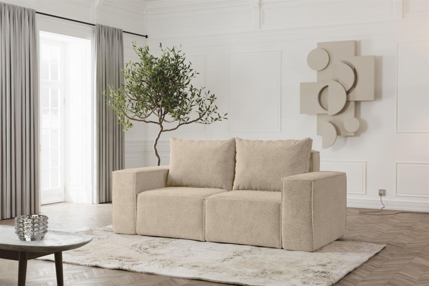 Sofa Designersofa ESTELLE 2-Sitzer in Stoff Abriamo Beige Bild 1