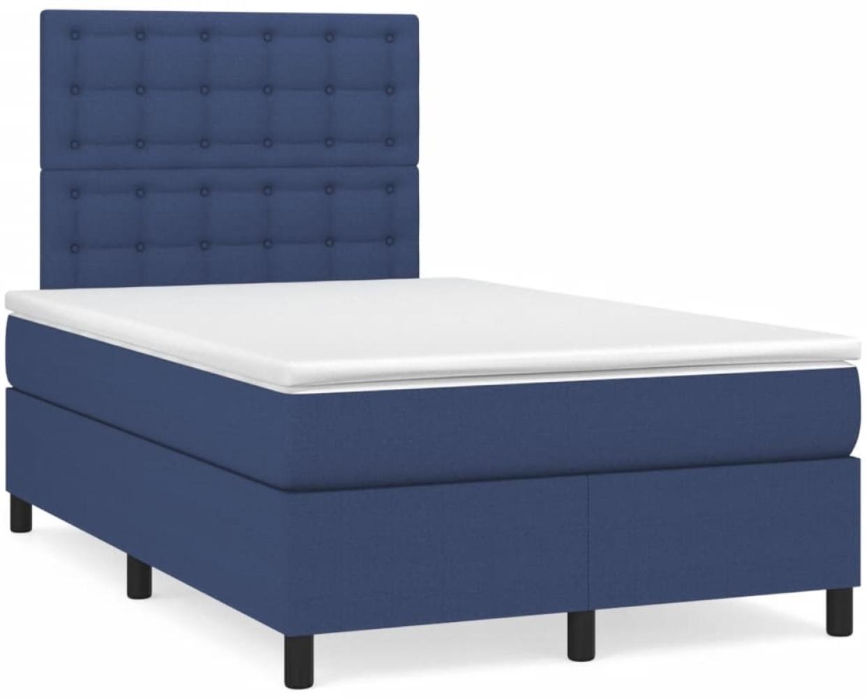 vidaXL Boxspringbett mit Matratze Blau 120x190 cm Stoff 3269915 Bild 1