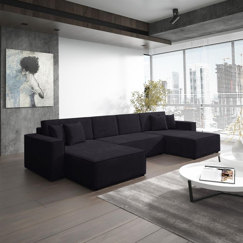 Wohnlandschaft Schlafsofa Sofa CONOR Stoff Kronos Schwarz Bild 1