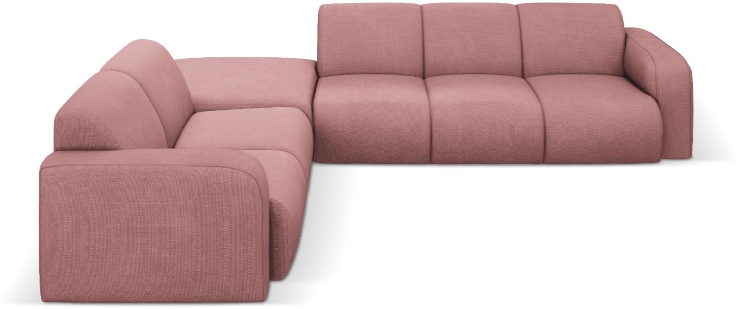 Micadoni Boucle Ecksofa Molino 6-Sitzer Links Strukturierter Stoff Rosa Bild 1