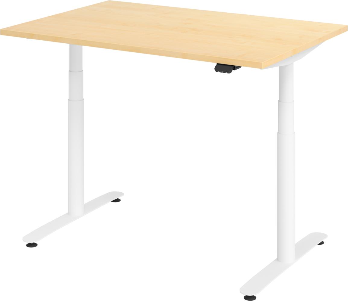 bümö® smarter Schreibtisch Serie-XDLR elektrisch höhenverstellbar mit App-Steuerung 120 x 80 cm in Ahorn / Weiß Bild 1