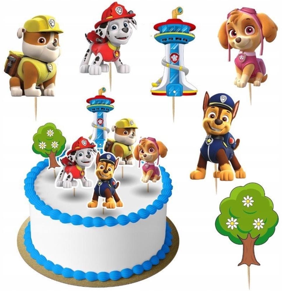 Festivalartikel Tortenstecker PAW PATROL Topper Set 6 Stk Geburstag Torten Deko Kuchen Junge Bild 1