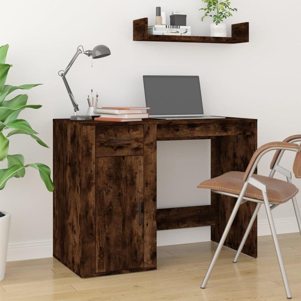 vidaXL Schreibtisch Räuchereiche 100x49x75 cm Holzwerkstoff 816789 Bild 1