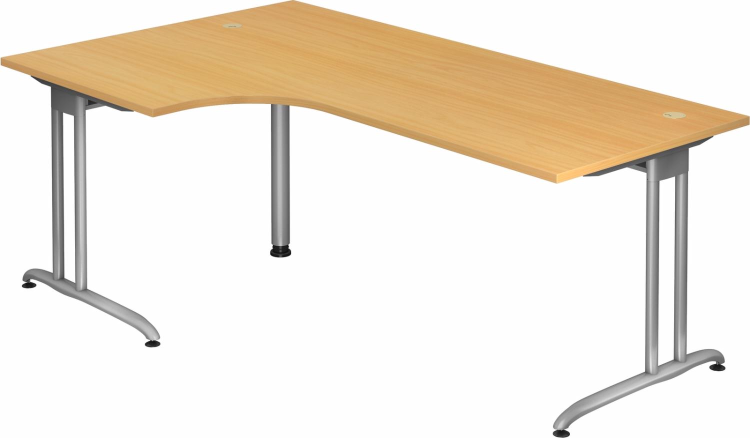 bümö Eckschreibtisch groß, Serie 200x120 cm, Tischplatte aus Holz in Buche, Gestell aus Metall - Schreibtisch L Form, großer Tisch für's Büro, Computertisch, Bürotisch, BS-82-6 Bild 1