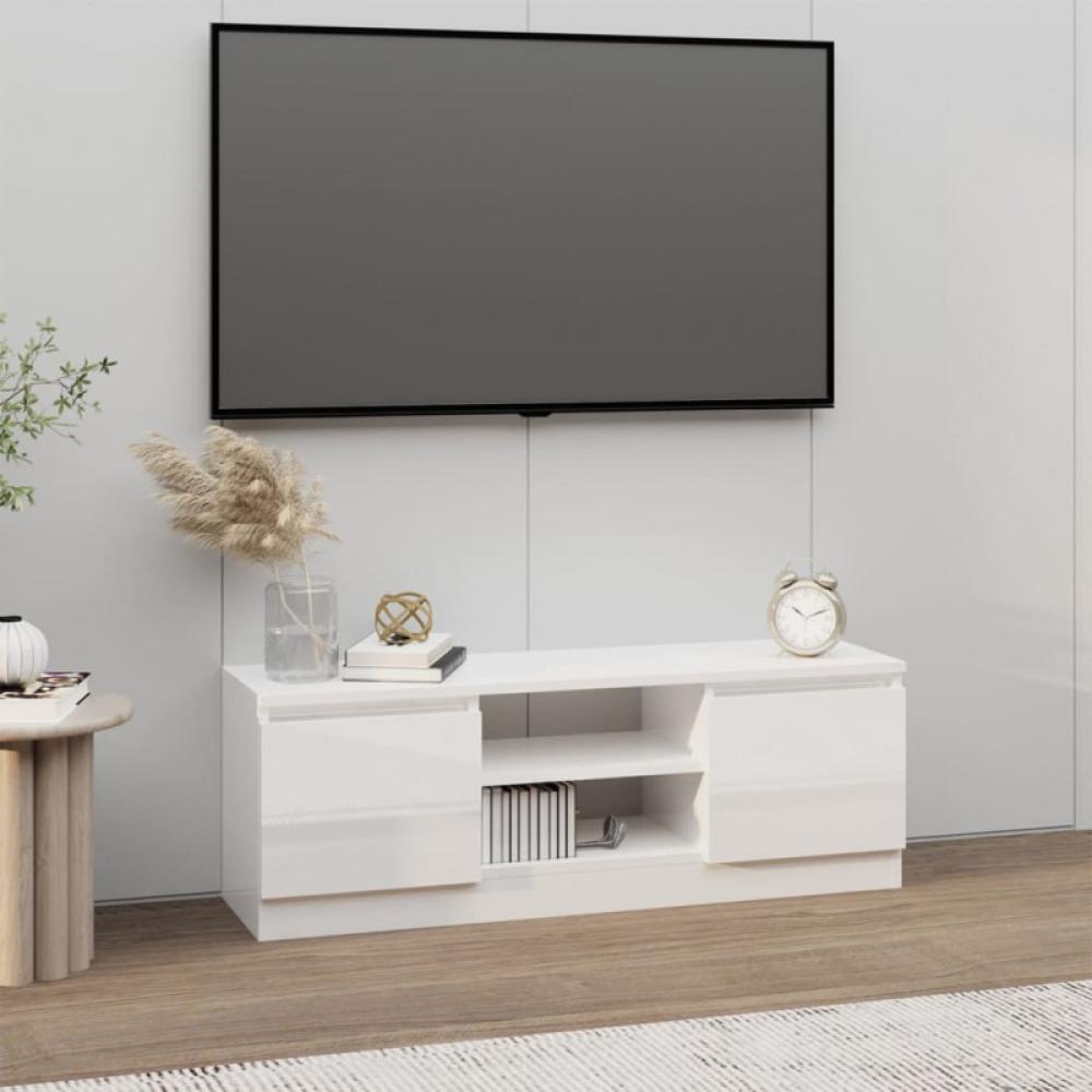 vidaXL TV-Schrank mit Tür Hochglanz-Weiß 102 x 30 x 36 cm Bild 1