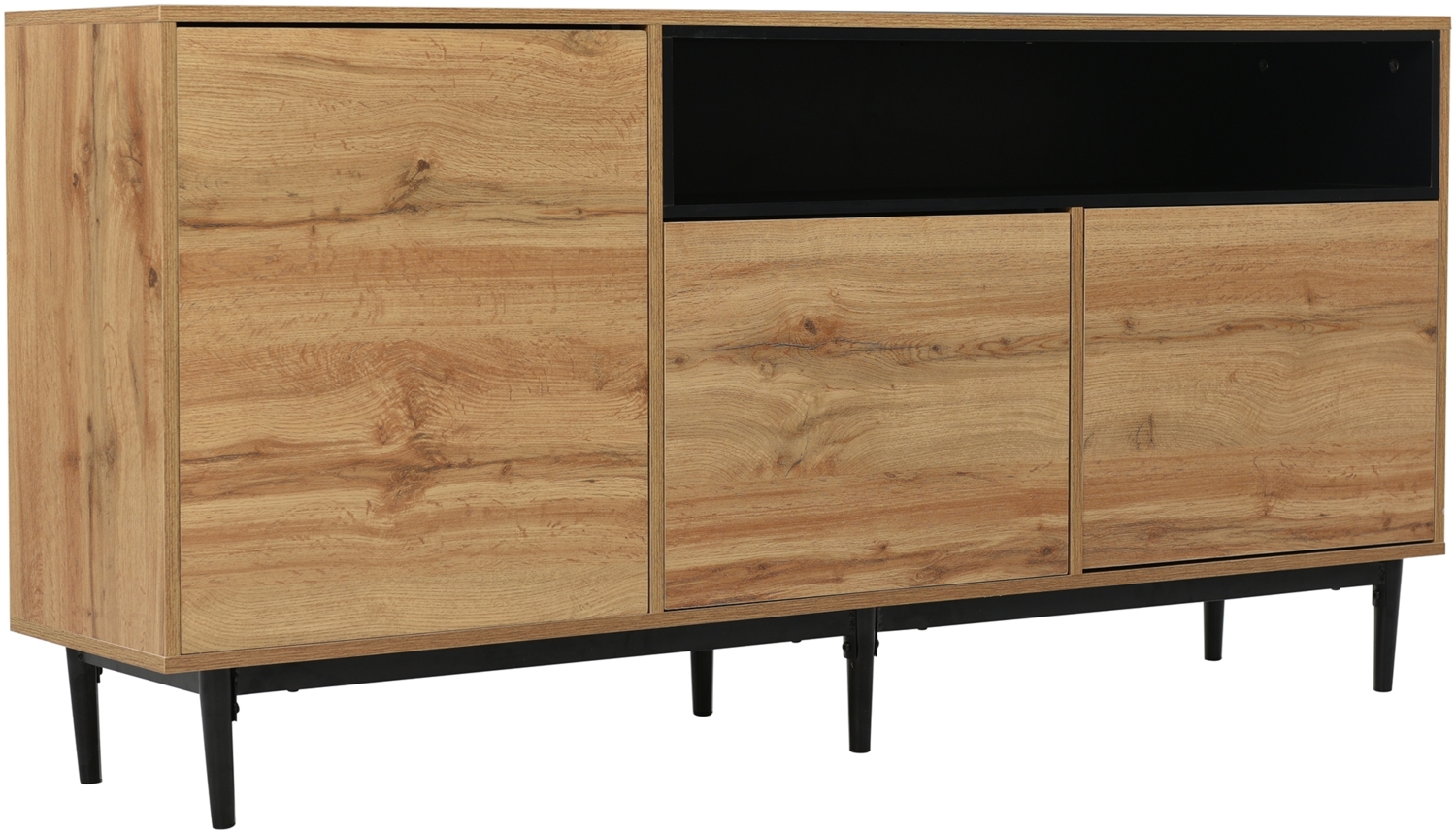 Merax Sideboard im Landhausstil mit Metallfüße, Anrichte aus Holz mit verstellbaren Einlegböden, Kommode, B:160cm Bild 1