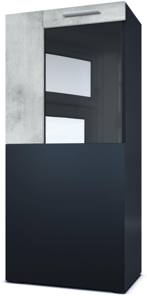 Vladon Stand-/Hänge Vitrine Movie, Schwarz matt/Beton Oxid Optik - Moderne Glasvitrine - (BxHxT): 51 x 110 x 31 cm Bild 1