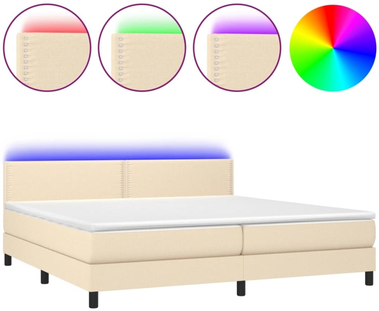 Boxspringbett mit Matratze & LED Stoff Creme 200x200 cm, Härtegrad: H2 [3133106] Bild 1
