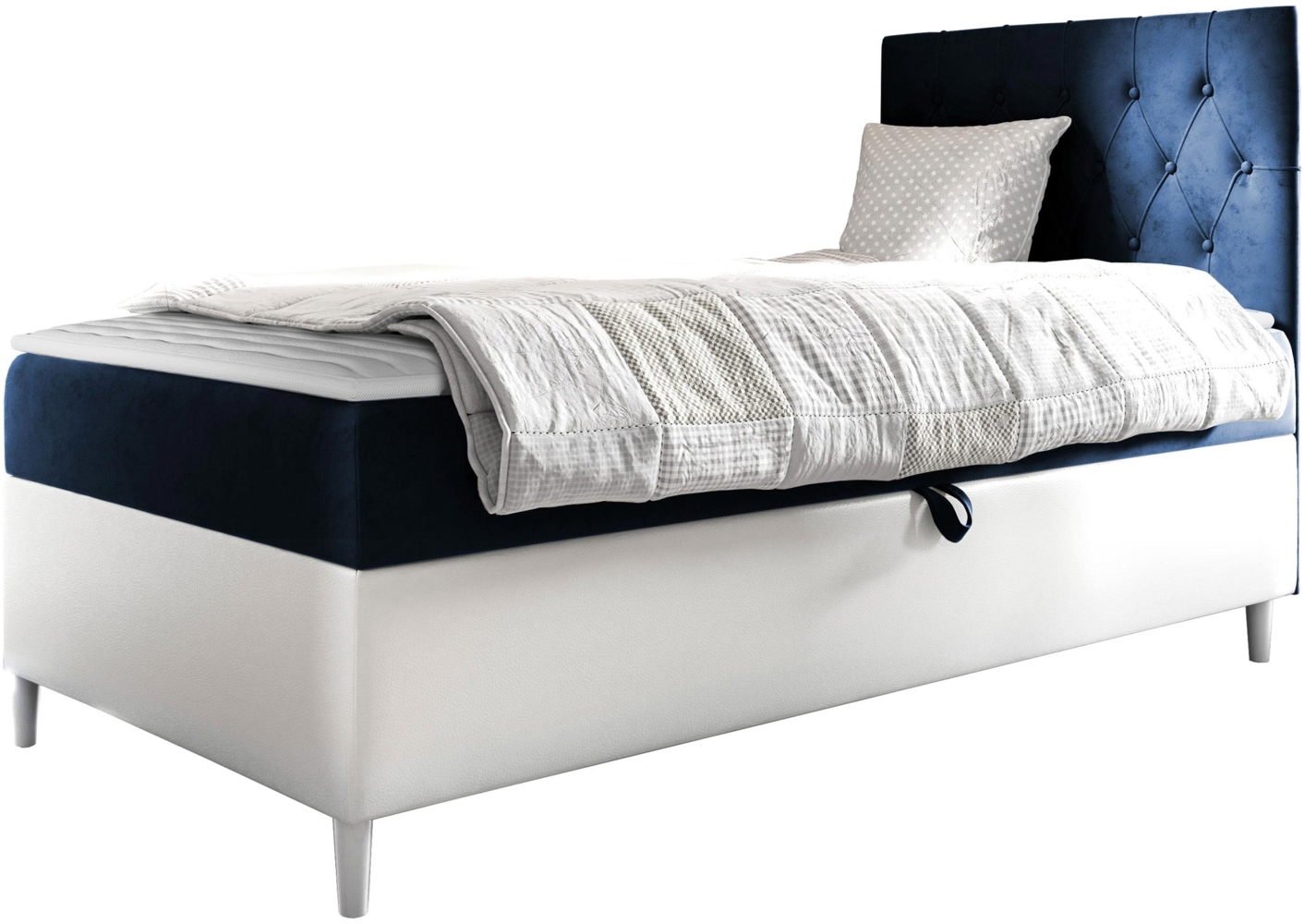 Boxspringbett 'Lenda Junior 1', dunkelblau, 100x200 cm, Rechts Bild 1