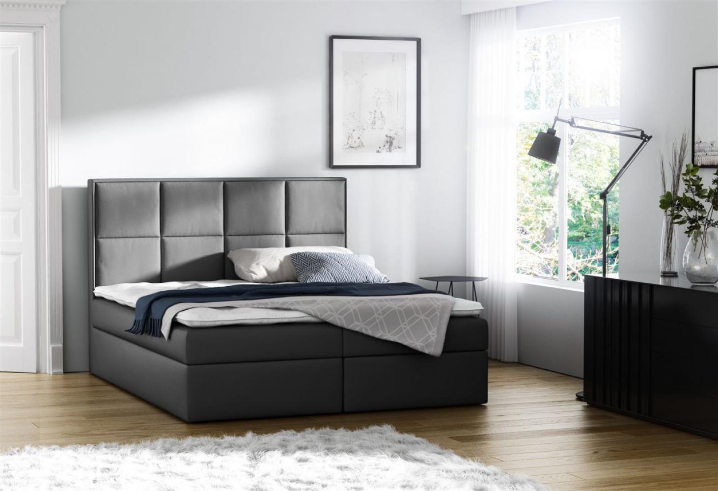 Boxspringbett MEDIANO Kunst. Anthrazit 200x200 cm inkl. Bettkasten Bild 1