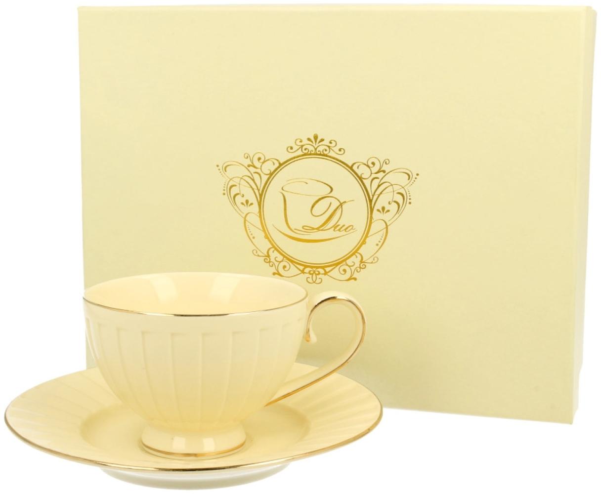 DUO ECRU Tasse 220 ml NINA mit Untertasse, New Bone China Porzellan Bild 1