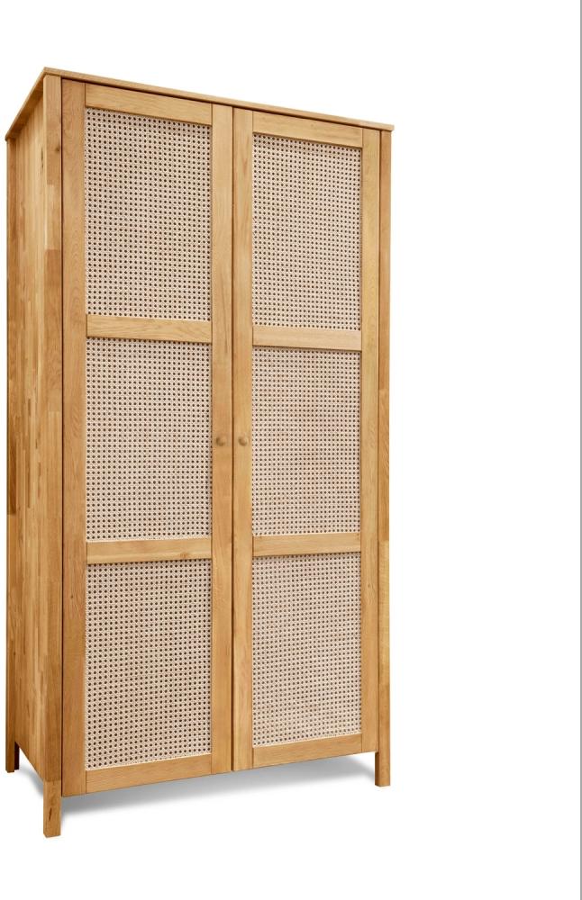 Kleiderschrank 2-Türig Schrank Fani 107x61x202 Eiche Wiener Geflecht Bild 1