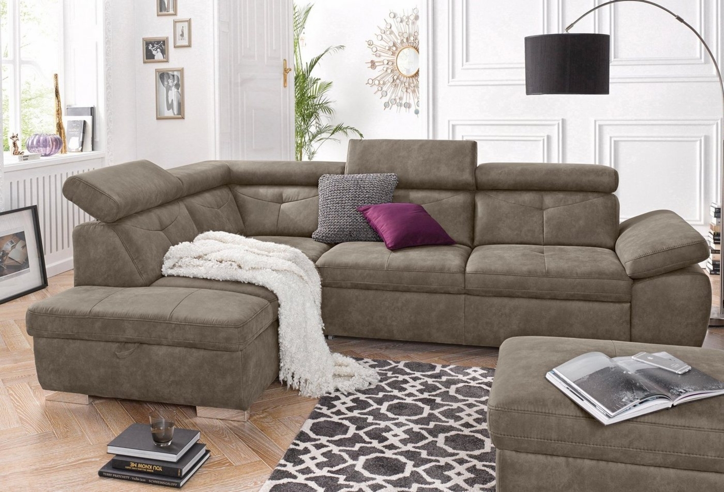 exxpo - sofa fashion Ecksofa Spring, super bequem und komfortabel mit Armteil- und Kopfteilfunktion, wahlweise mit Bettfunktion und Bettkasten, L-Form Bild 1
