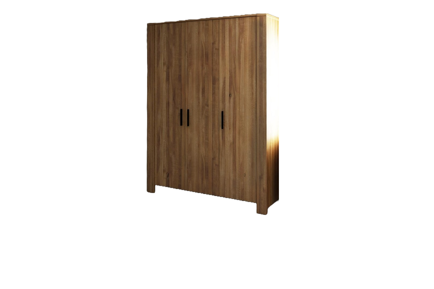 Kleiderschrank Lubic aus Wildeiche massiv 155x60x205 mit 3 Türen und Holzbeinen Bild 1